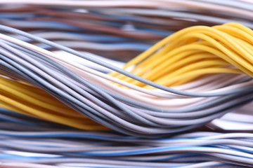 Closeup of cable and wire in internet network systems