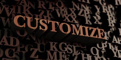 Customize - Wooden 3D rendered letters/message.  Can be used for an online banner ad or a print postcard.