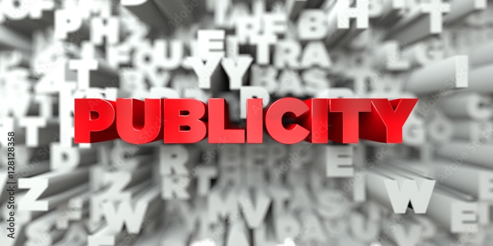 Fototapete publicity - red text on typography background - 3d rendered royalty free stock image. this image can