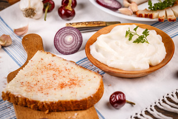 Lard spread on home baked bread