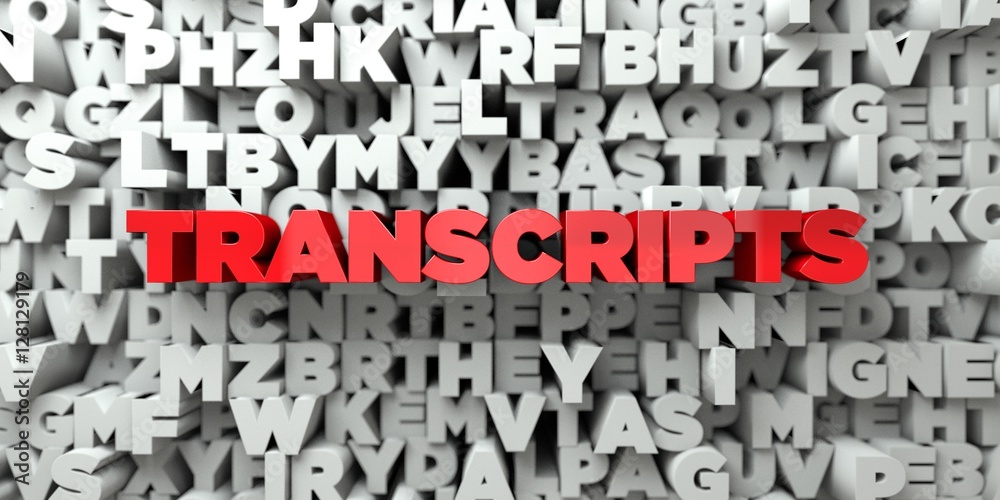 Fototapete transcripts - red text on typography background - 3d rendered royalty free stock image. this image c