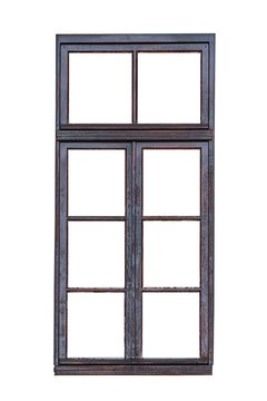 Frame of a dark brown wooden window