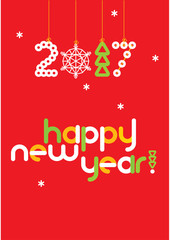 2017 sign made as the Christmas toys. Happy New Year card design on the red background. vector illustration