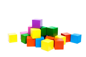 Obraz premium colored children cubes on white isolated background