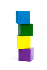 colored children cubes on  white isolated background