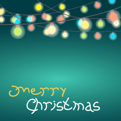 Christmas Greeting Card. Merry Christmas lights garland, vector