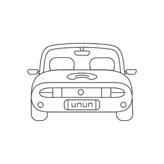 black thin line car back view