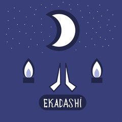 Obraz na płótnie Canvas Ekadasi. the eleventh day. Hindu holiday. a shadow on a blue background. vector illustration.