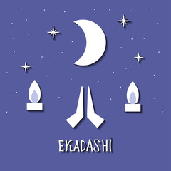 Fototapeta na wymiar Ekadasi. the eleventh day. Hindu holiday. starry sky on a blue background. vector illustration.