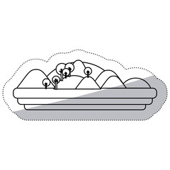 Mountain and trees icon. Landscape nature outdoor beautiful and season theme. Isolated design. Vector illustration