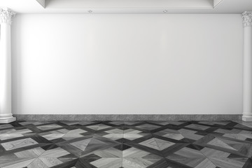 3d rendering empty white room with classical style