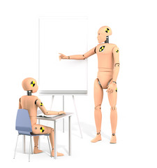 Crash Test Dummy Teaching Lesson. 3D illustration