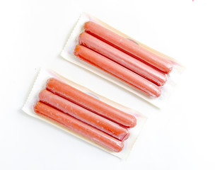 hot dog sausages on white background