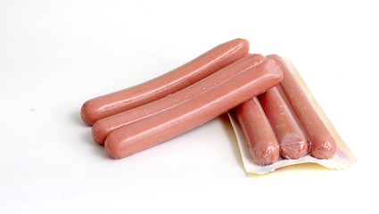 hot dog sausages on white background