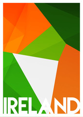 ireland colorful flag map in geometric,mosaic polygonal style.Abstract tessellation,background