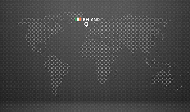 country location with map markers and state table iraland flag