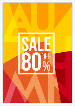 autumn sale concept abstract colorful triangular typographic background