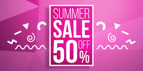 Summer Sale background in retro 80s 90s memphis style.