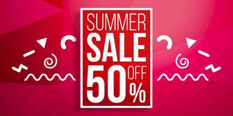 Summer Sale background in retro 80s 90s memphis style.