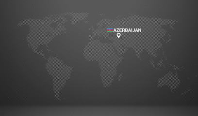 country location with map markers and state table azerbaijan flag