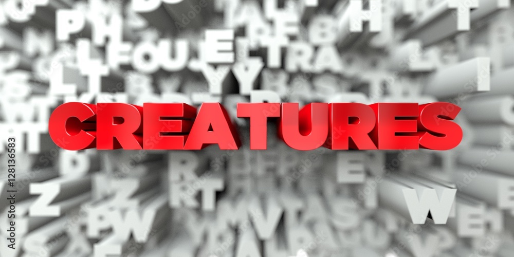 Fototapete creatures - red text on typography background - 3d rendered royalty free stock image. this image can