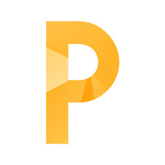 Letter alphabet on the orange triangle background