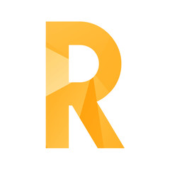 Letter alphabet on the orange triangle background