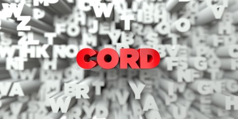 CORD -  Red text on typography background - 3D rendered royalty free stock image. This image can be used for an online website banner ad or a print postcard.