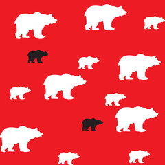 seamless pattern with  bears on red background