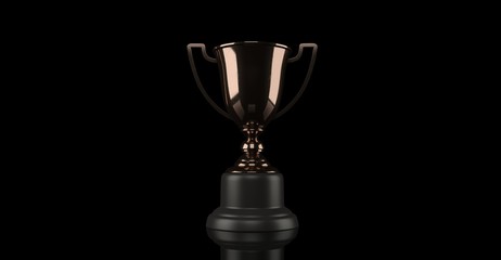 Gold cup trophy isolated on black background