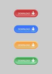 Set of Rounded Rectangle Download Button