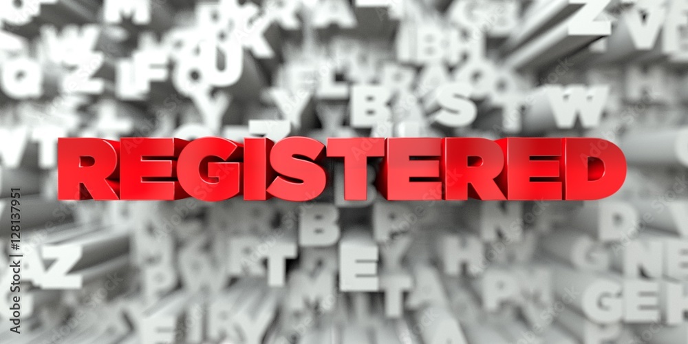 Fototapete registered - red text on typography background - 3d rendered royalty free stock image. this image ca