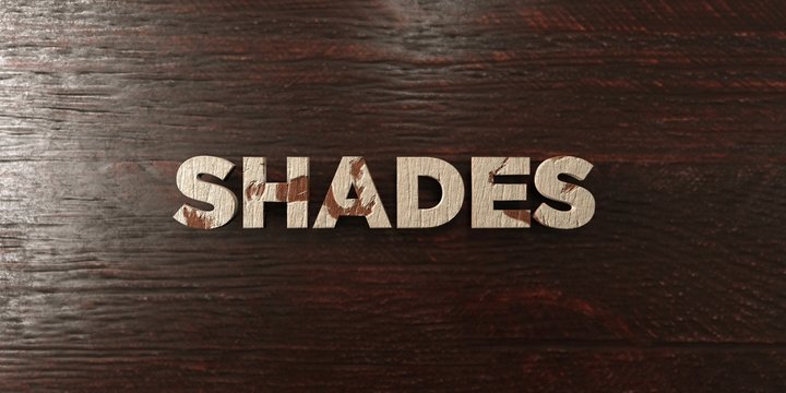 Shades - grungy wooden headline on Maple  - 3D rendered royalty free stock image. This image can be used for an online website banner ad or a print postcard.