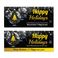 Happy holiday greeting banner and card design template. 