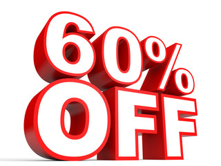 Discount 60 percent off. 3D illustration on white background.