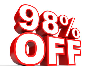 Discount 98 percent off. 3D illustration on white background.