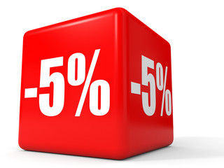 Discount 5 percent off. 3D illustration on white background.