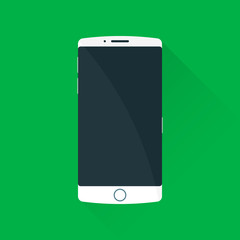 Smartphone. Vector icon. Green background