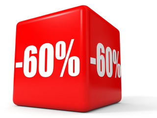 Discount 60 percent off. 3D illustration on white background.