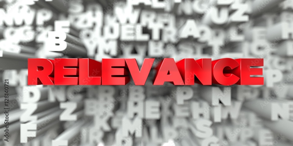 Fototapete relevance - red text on typography background - 3d rendered royalty free stock image. this image can