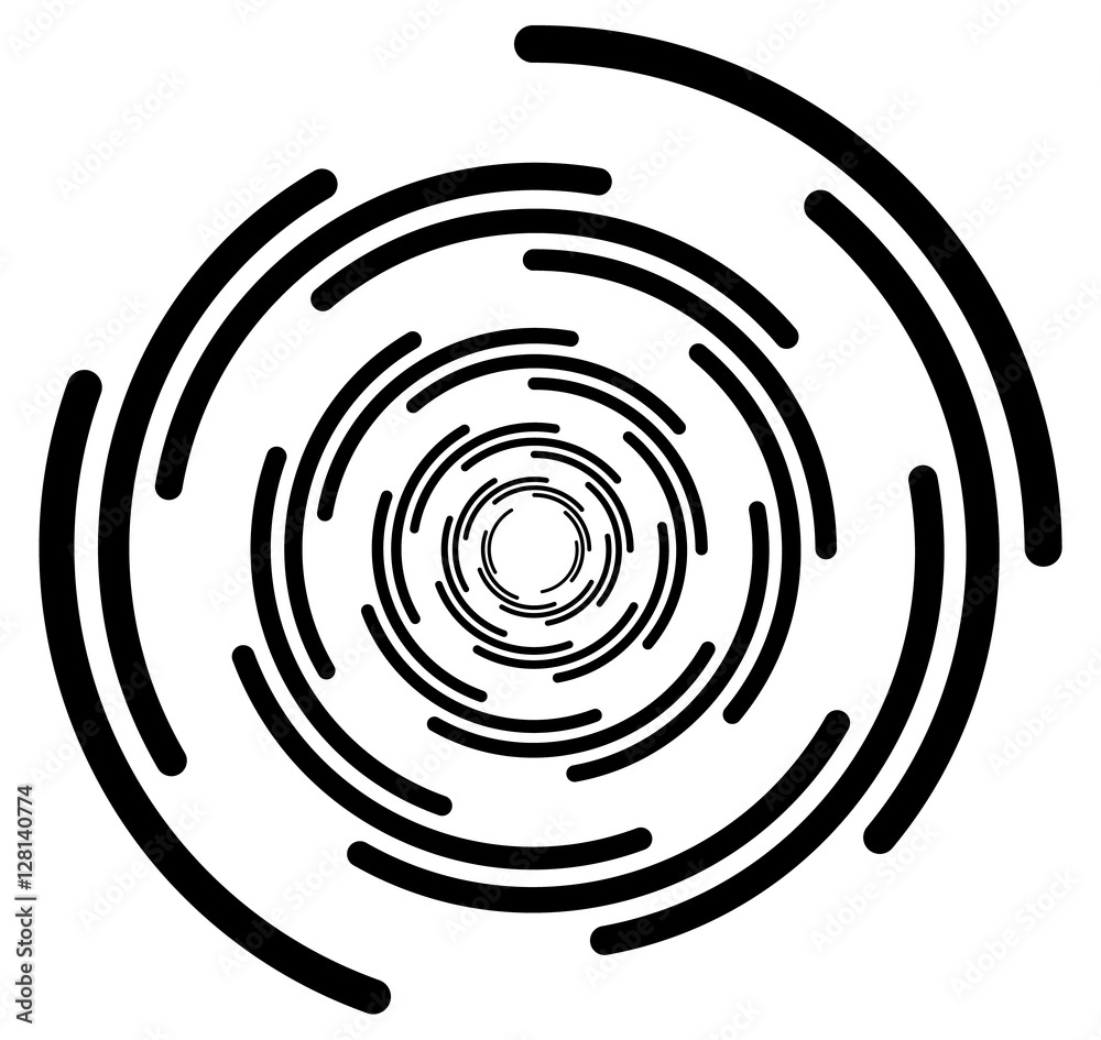 Leinwandbilder Circular element with random radiating lines. Radial circles spi