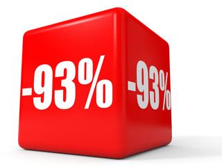 Discount 93 percent off. 3D illustration on white background.