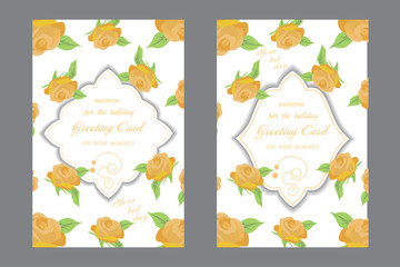 Fototapeta na wymiar Set wedding card with roses. Decorative invitation design. Vector illustration.