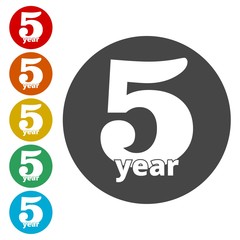 Five years sign, Five years icon