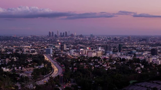 Los Angeles and Hollywood Day To Night Sunset Timelapse