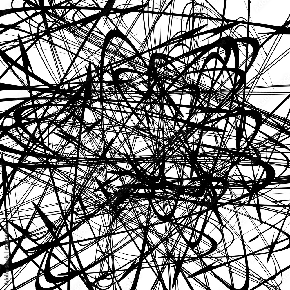 Poster Chaotic random curved lines. Abstract artistic pattern, backgrou
