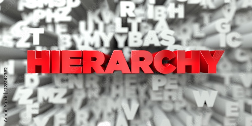 Fototapete hierarchy - red text on typography background - 3d rendered royalty free stock image. this image can