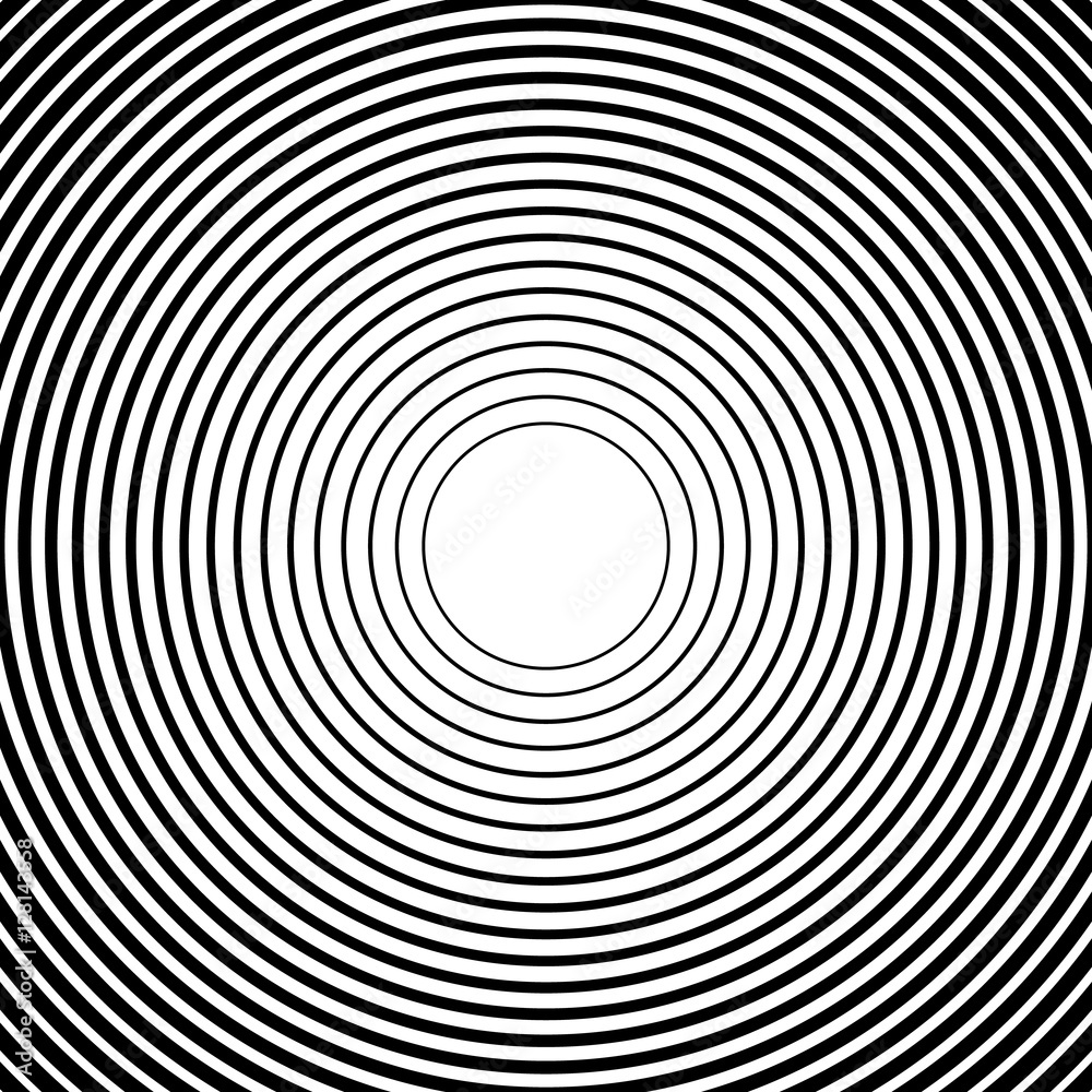 Aufkleber concentric circles, radial lines pattern(s). monochrome abstract