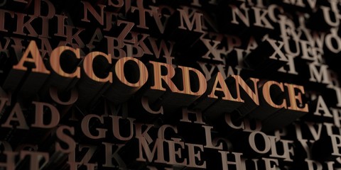 Accordance - Wooden 3D rendered letters/message.  Can be used for an online banner ad or a print postcard.