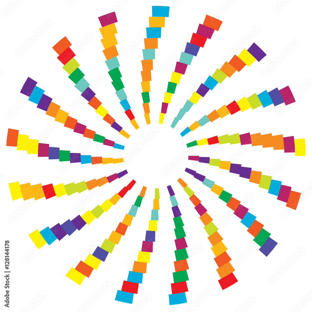 Poster colorful radial circular element. multicolor geometric circle of